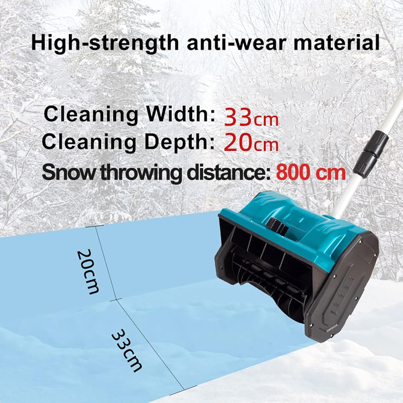 Souffleuse à Neige électrique, Pelle de déneigement alimentée par Batterie, déneigeuse sans Fil avec Plaque directionnelle et poignée réglable, Largeur de Nettoyage du Lanceur brossé 33 cm pour
