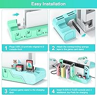 Vista 7 de Switch Controller Charging Dock - Animal Crossing & Switch OLED Model Joycons, Charges up to 6 Joycons with Game Card Storage Stand