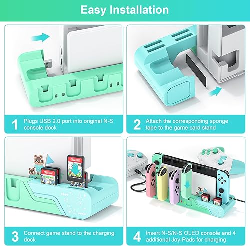 Miniatura 7 de Switch Controller Charging Dock - Animal Crossing & Switch OLED Model Joycons, Charges up to 6 Joycons with Game Card Storage Stand