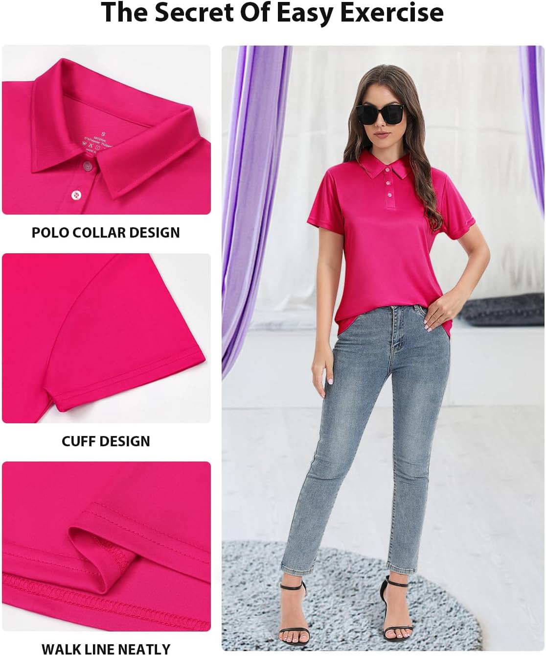 Ullnoy Women Soft Polo Shirts Short Sleeve Dry Fit Golf Shirt for Women Moisture Wicking Athletic Polo Tee Pack - Image 4