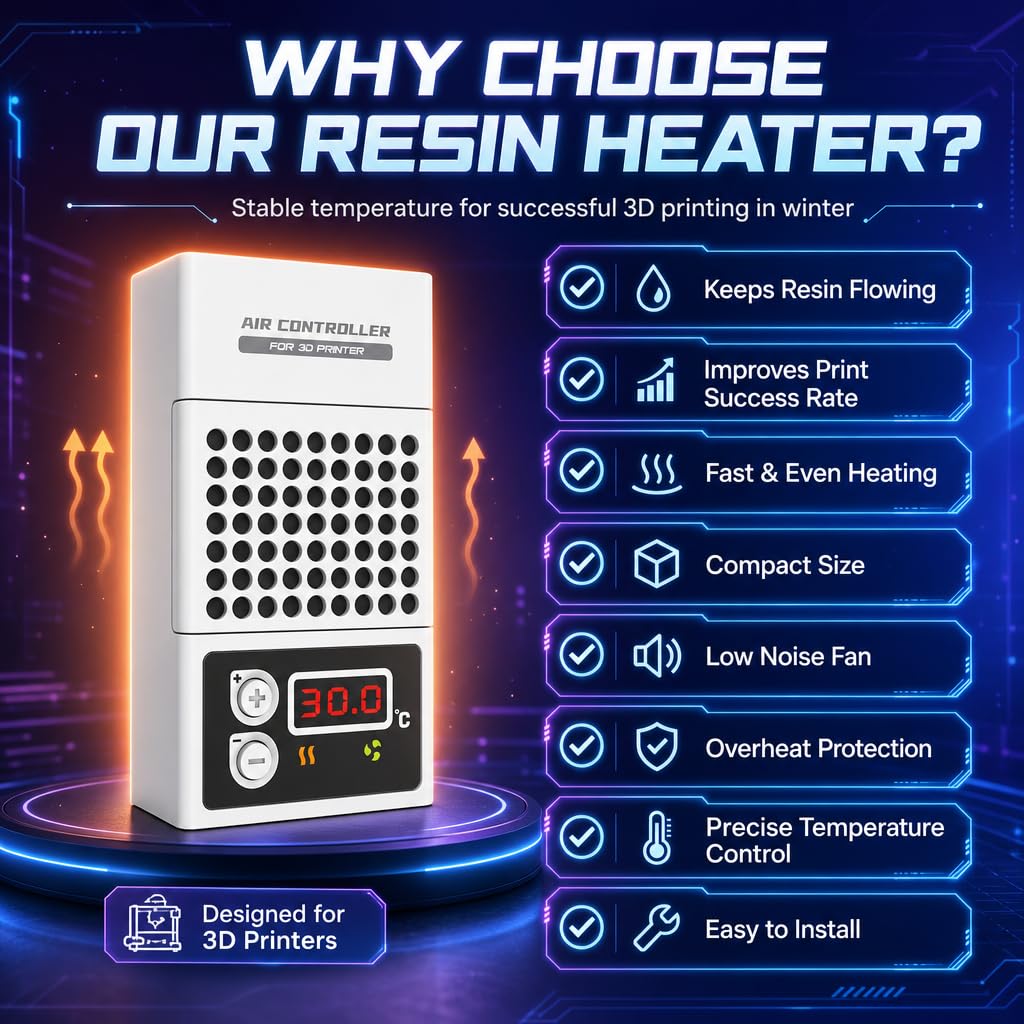 Mini Heizung für 3D Drucker, 3D Drucker Temperaturregler Heizung Thermostat Temp Control für LCD DLP 3D Drucker