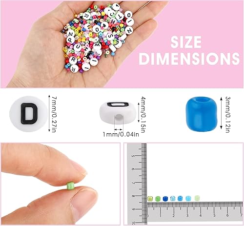 Miniatura 7 de 12000 cuentas de cristal de 0.118 pulgadas (0.118 in) y cuentas de letras, cuentas de semillas de vidrio de 24 colores para pulseras de amistad,