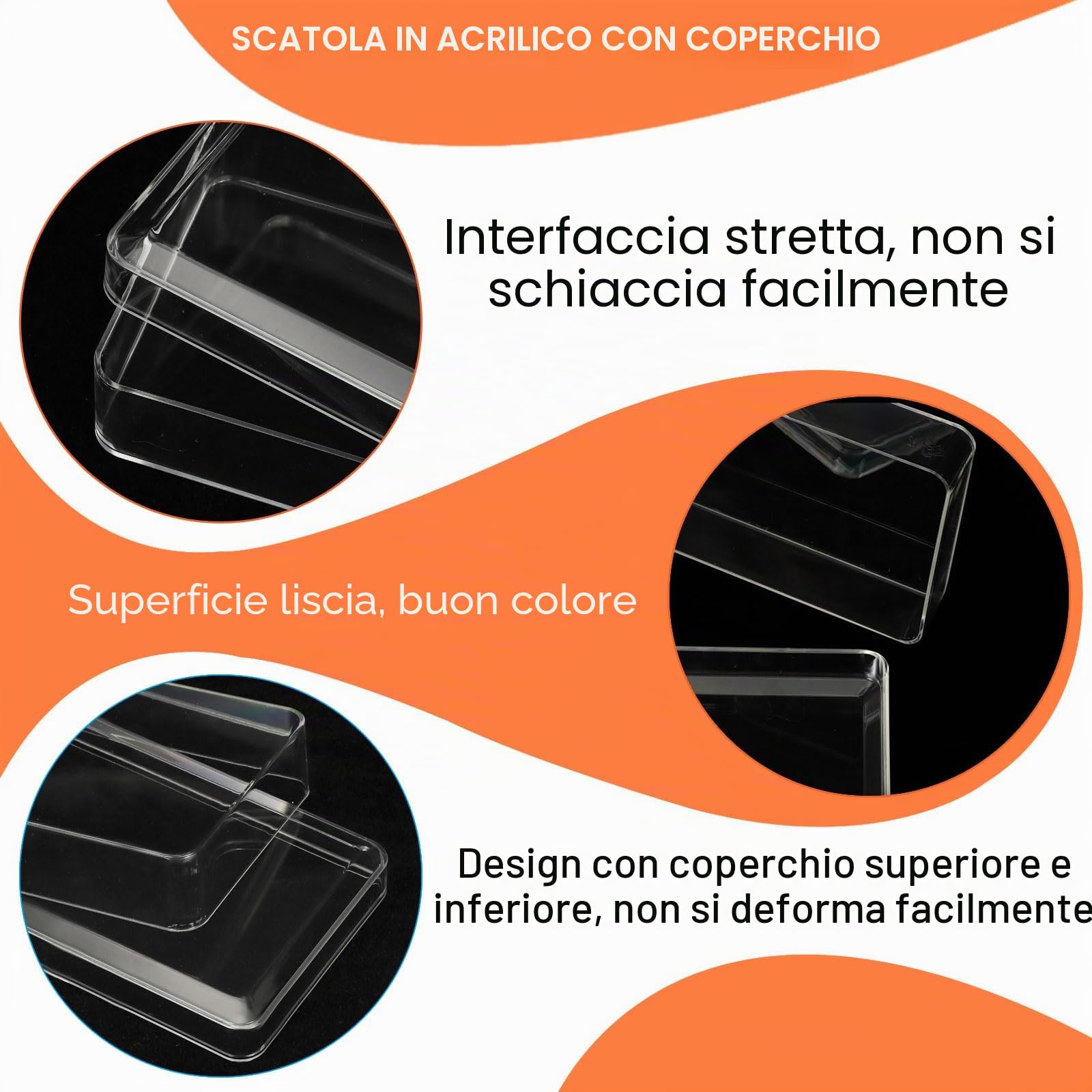 PATIKIL Scatola In Acrilico Con Coperchio 20 x 20 x 10 cm, Scatole Di Visualizzazione In Plastica Trasparente Contenitori Quadrati Cubi Organizzatori Di Archiviazione Per Visualizzazione