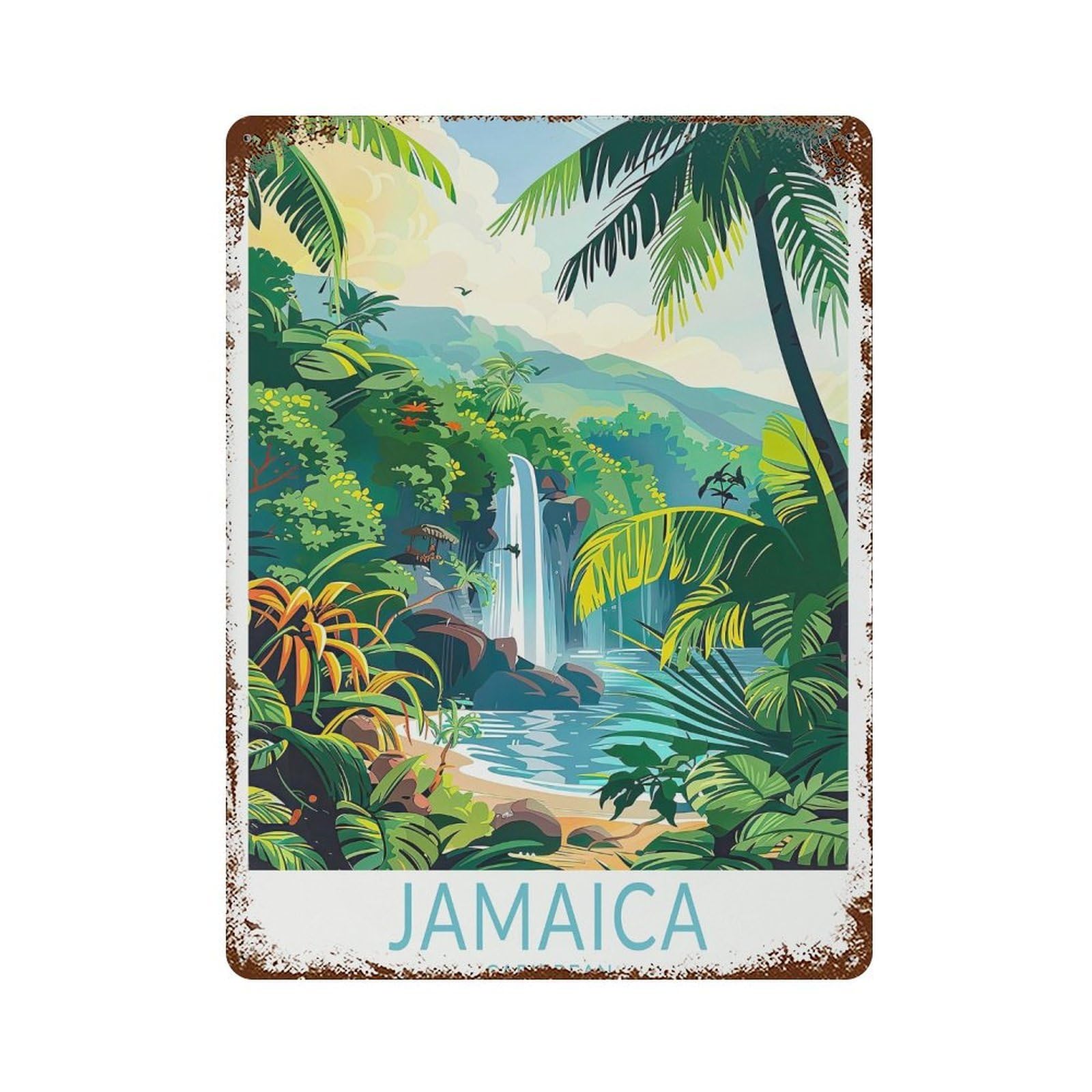 xiaoxiaoshen Jamaica Travel Caribbean Coast Decor, Personalized Wedding Present Wall Decor Art Metal Tin Poster Modern Home Decor Art Home Bar Shop Decorations Vintage Sign 40x30cm