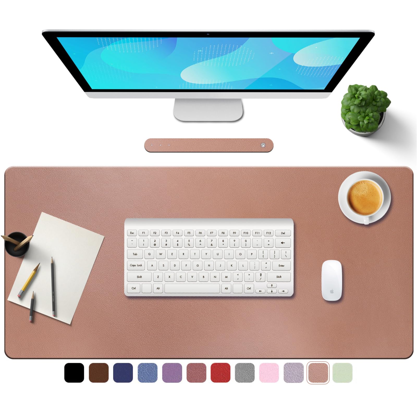 Photo 1 of TOWWI PU Leather Desk Pad with Suede Base, Multi-Color Non-Slip Mouse Pad, 39” x 20” Waterproof Desk Writing Mat, Large Desk Blotter Protector(Champagne Gold) Champagne Gold 39" x 20"