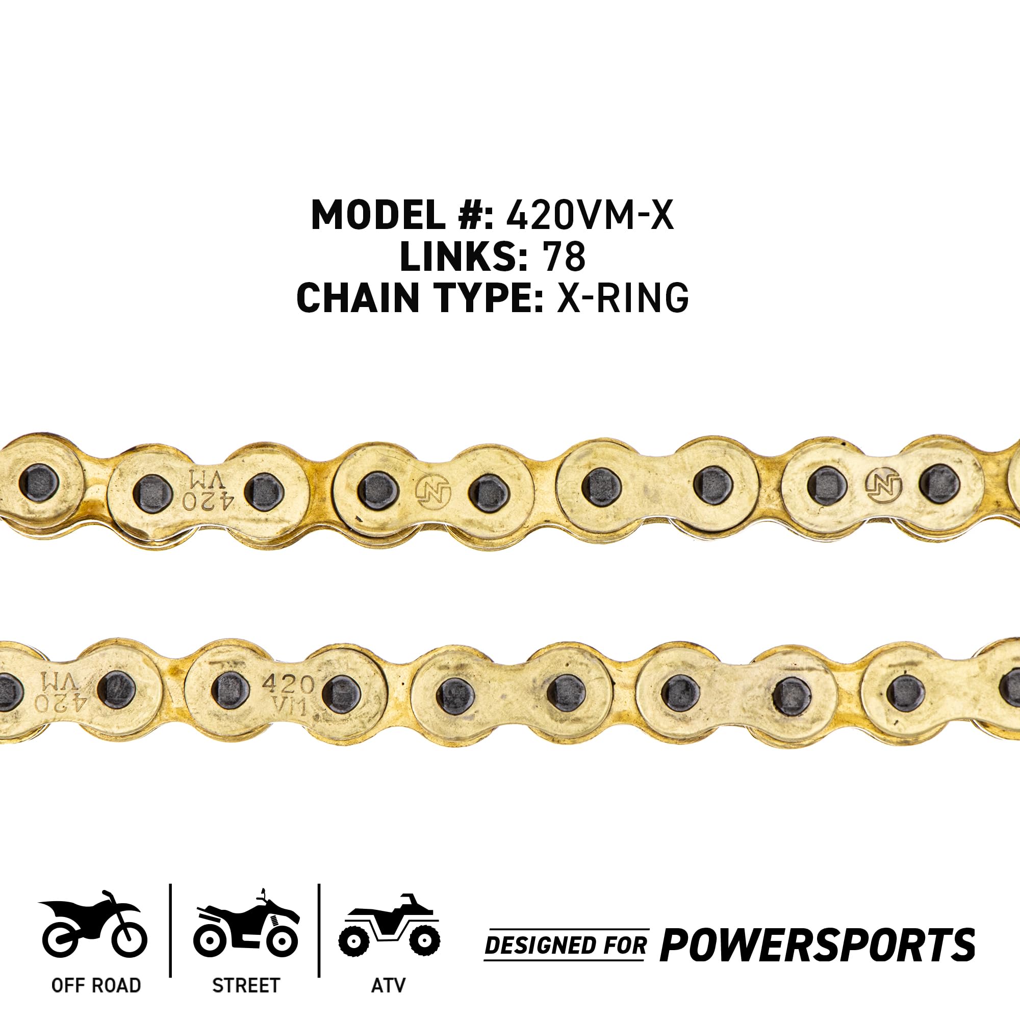 NICHE Goldfarbene 420 X-Ring-Kette mit Verbindungsglied