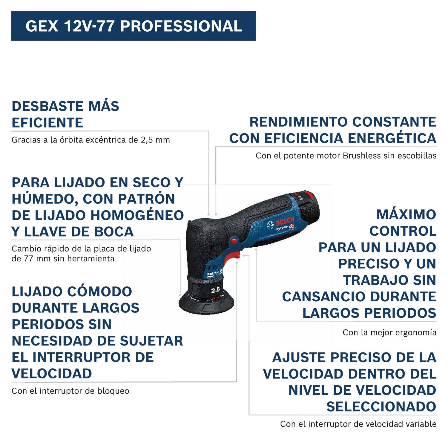 Bosch PRO Lijadora excéntrica GEX 12V-77