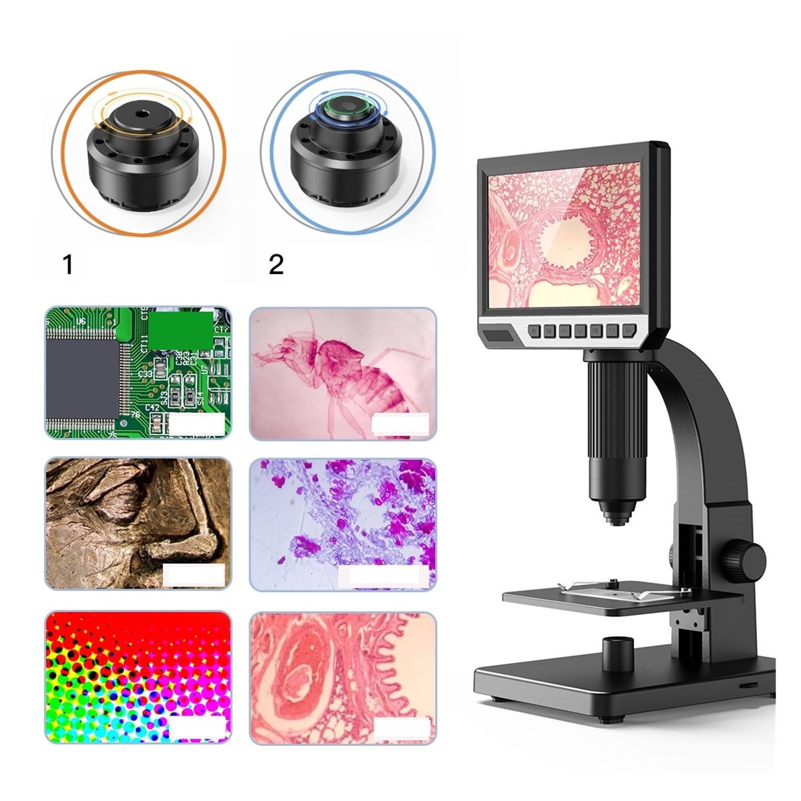 Microscopio digitale. Microscopio Digil 2000X 7" IPS 12MP 1080P Doppia Lente Con Telecomando .Portatile