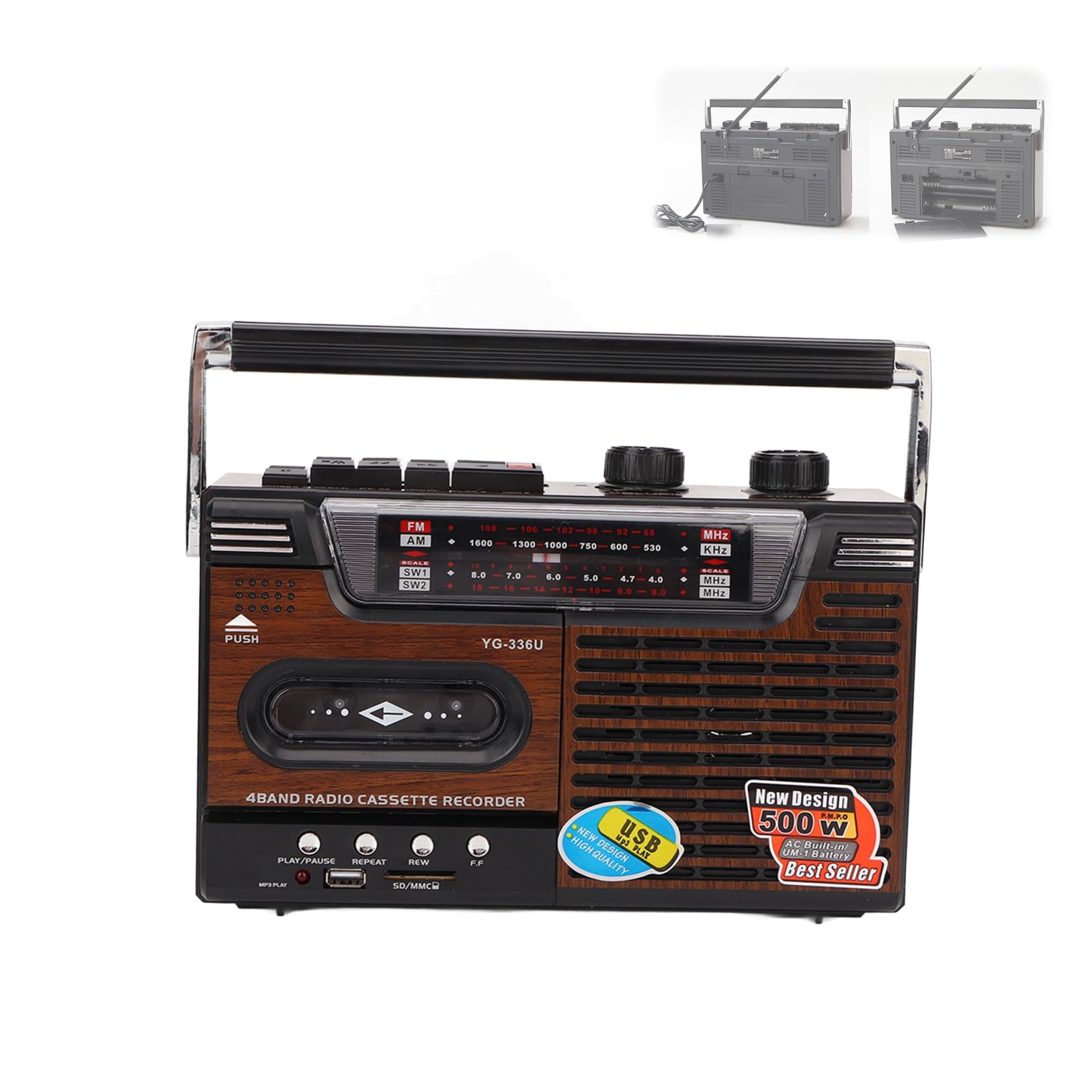 – Cassette Player, Retro Boombox Cassette Player AM/FM/SW1/SW2 Radio Portable Recording Boombox, Support Storage and USB, with Earphone Jack and Big Speaker(UK)