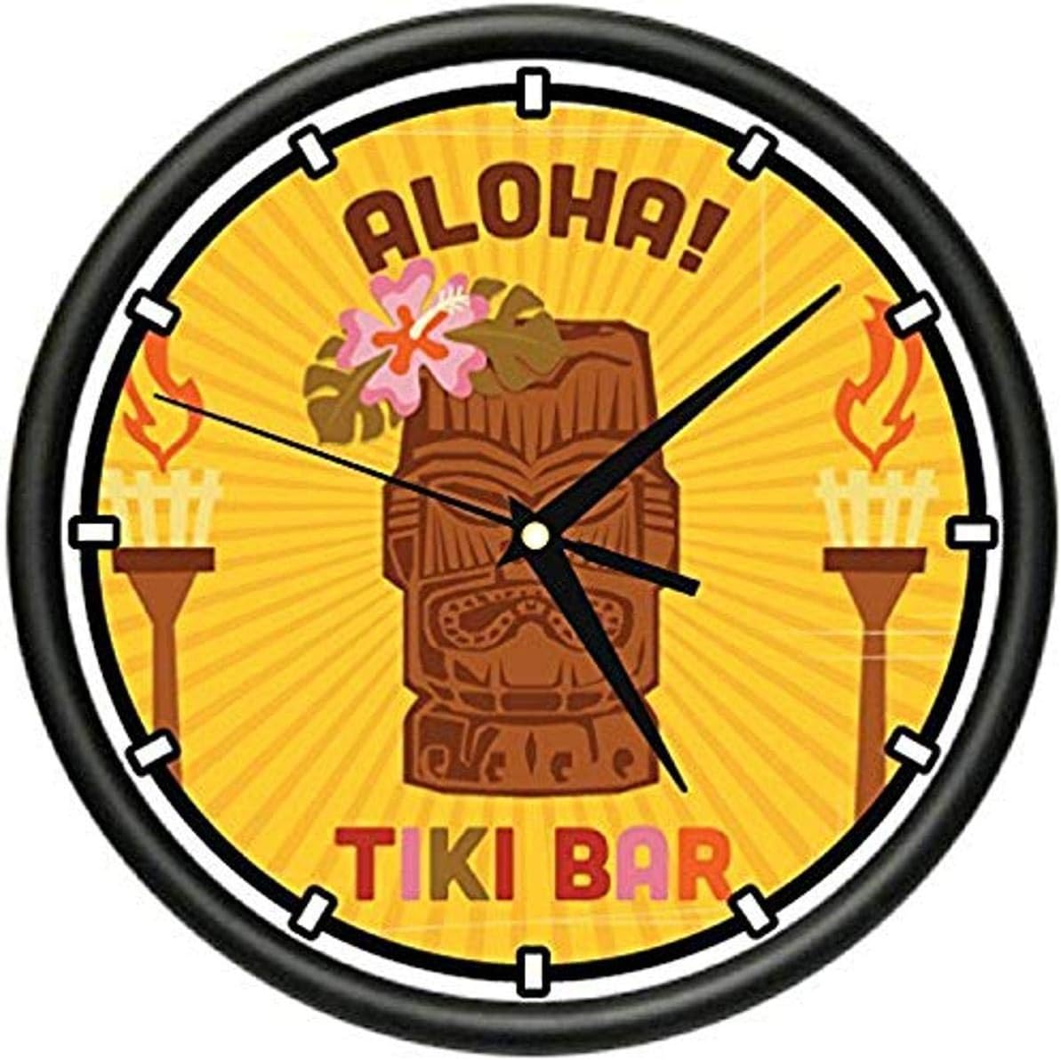 SignMission Beagle Aloha Tiki BAR Wall Clock Cocktails Drinks Bamboo Home Lover Collector Gift
