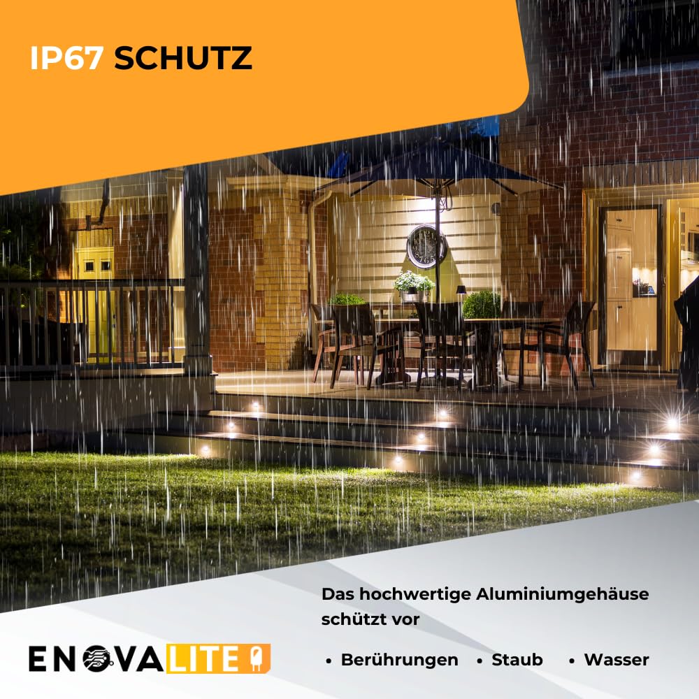 6er Set LED Bodeneinbaustrahler 5W 300lm 3000K Warmweiß - Ø 65x80mm - IP67 - Aluminium - befahrbar bis 2t - 230V Bodeneinbauleuchte Außenleuchte Bodenspot - schwarz
