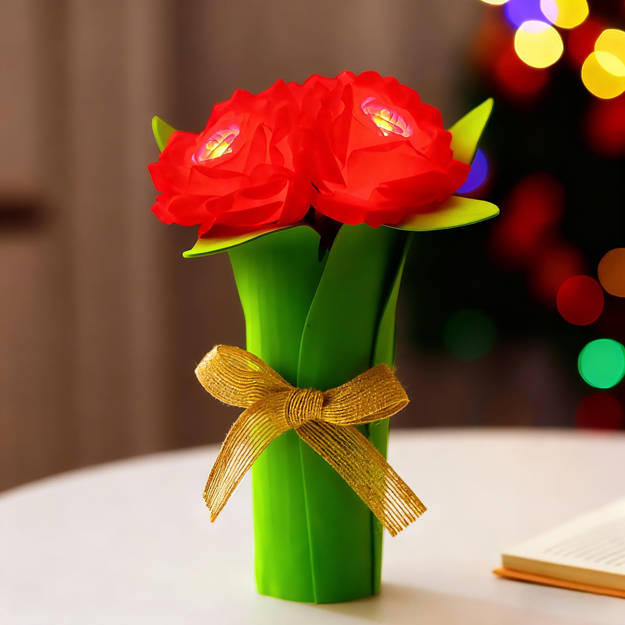 Red Rose Flower Night Light Gifts for Womens, Christmas Day Gifts for Mom Women Wife Friends Her Christmas Anniversary Birthday Gift, Perfect Ideal for Bedroom Ambiance Coffee Shop