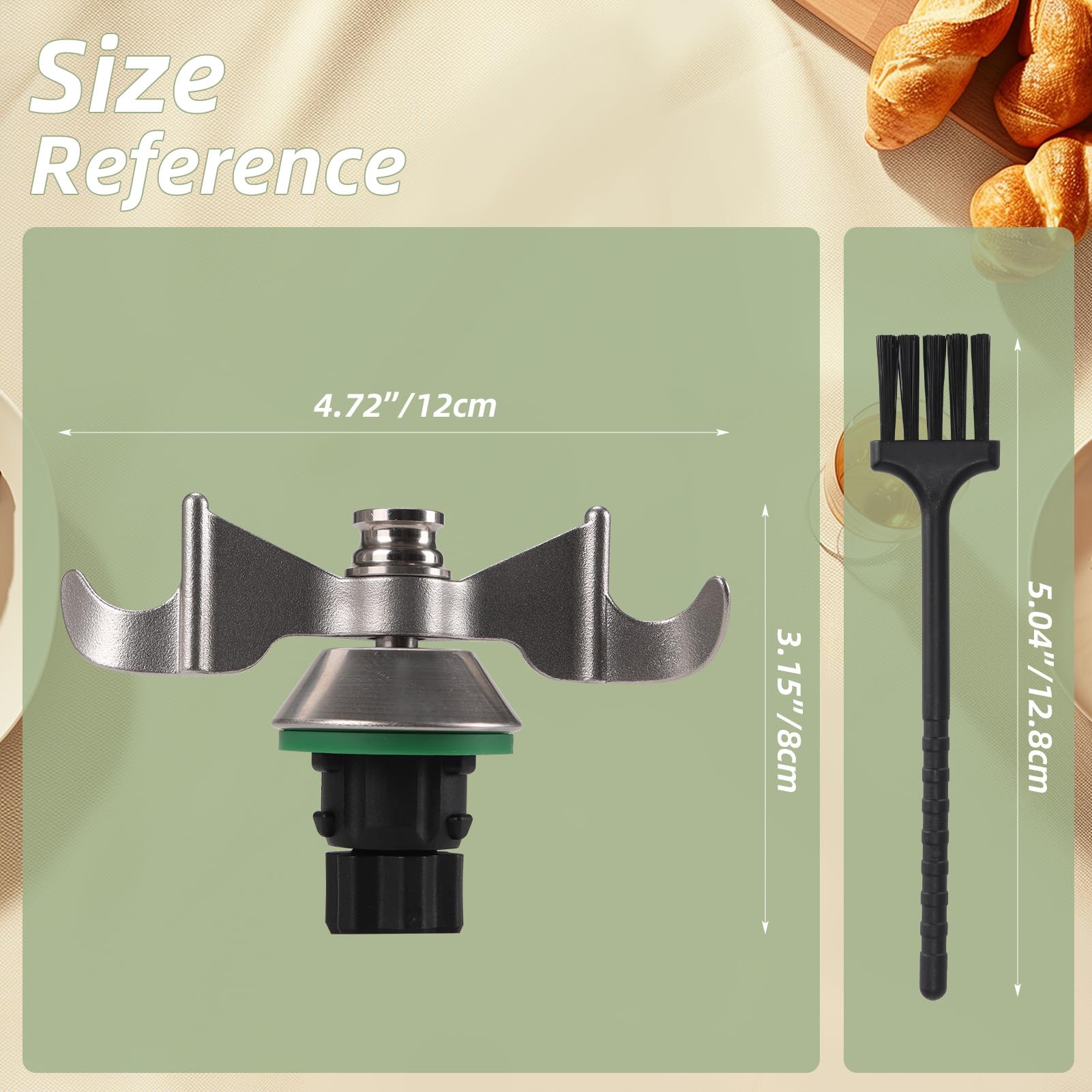 EYMPEU Nóż do ciasta do Thermomix TM5/TM6/TM7 – Obejmuje 1 uszczelkę + 1 szczotkę czyszczącą, stal nierdzewna 304 – Kompatybilny z TM5/TM6/TM7 – Część zamienna i akcesorium