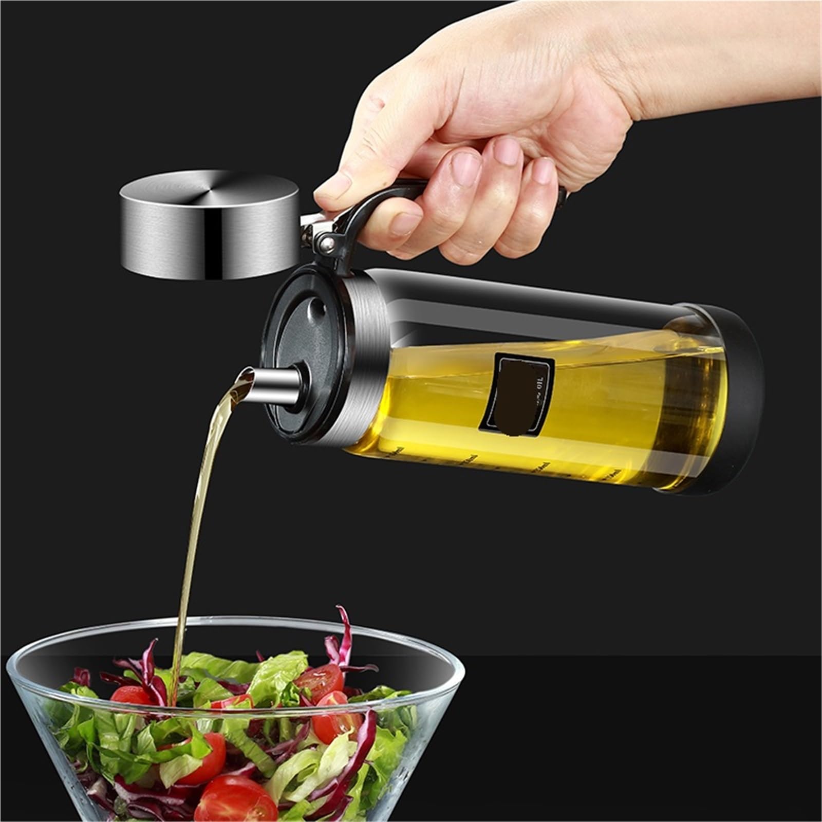 aceitera Recipiente de vidrio for aceite, tanque a prueba fugas, cocina, botellas salsa soja, vinagreras, herramienta for condimentar el hogar(450ML)