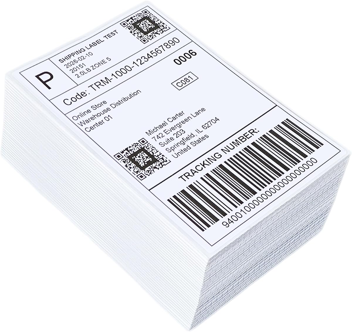 4 x 6 Thermal Shipping Labels 500 Labels Fanfold Direct Thermal Printer Paper Commercial Grade Thermal Printer Sticke Perforated Thermal Printer Labels, 1 Stack