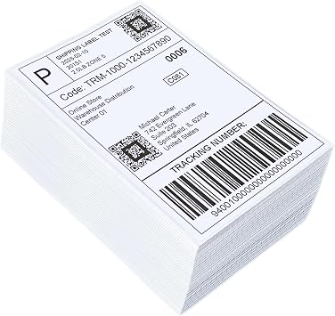 4 x 6 Thermal Shipping Labels 500 Labels Fanfold Direct Thermal Printer Paper Commercial Grade Thermal Printer Sticke Perforated Thermal Printer Labels, 1 Stack