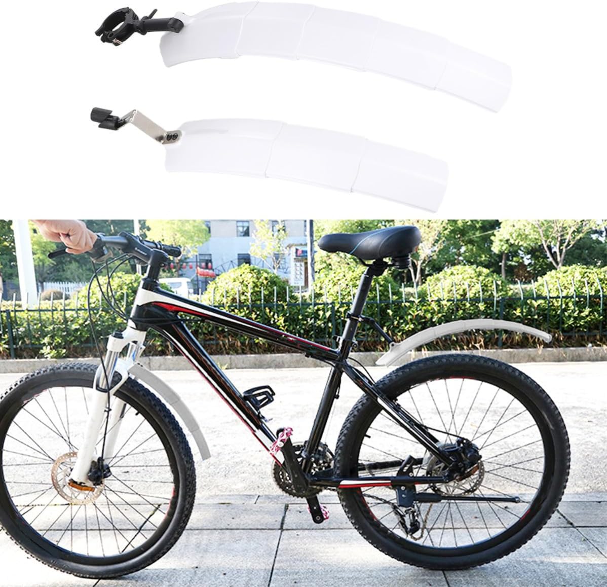 GLEAVI Adjustable Telescopic Bike Mud Guard Set for Road and Mountain Bikes, Streamlined PVC Front and Rear Fenders, Easy to Disassemble and Sturdy Mudguards for Cycling and Riding