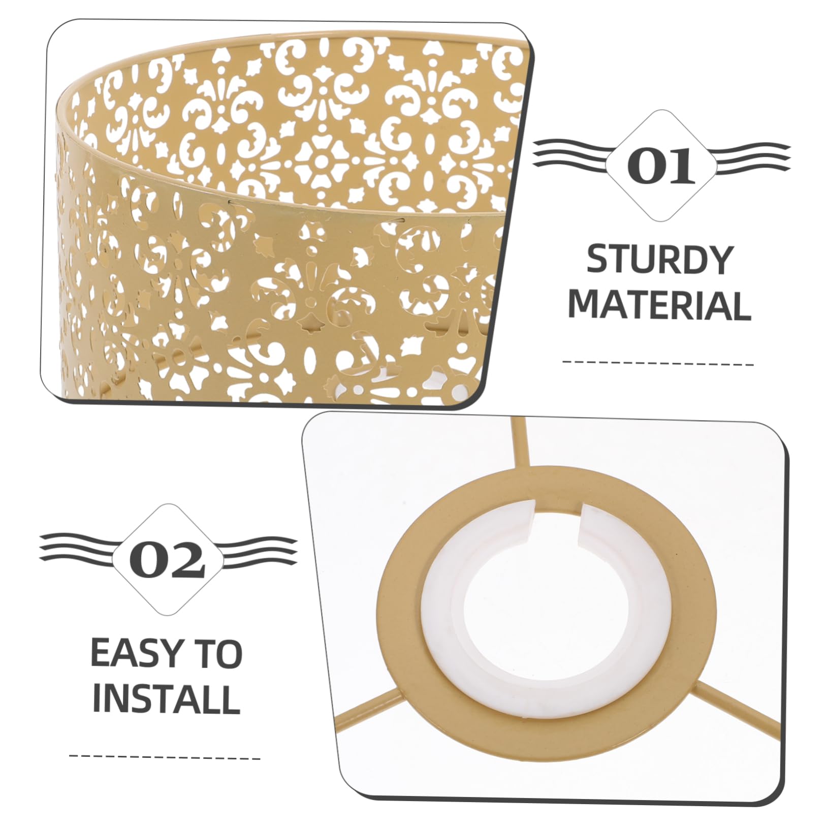 KICHOUSE Metal Hollow Lamp Shade Unique Floral Pattern Table Lamp Cover Modern Decorative Lighting