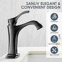 Vista 21 de Brushed Nickel Bathroom Faucet, Sanliv Single Handle Centerset Bathroom Sink Faucet with Pop-Up Drain & Deck Plate for 1 or 3-Hole (4 inch)