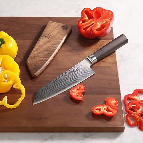 Miniatura 7 de Cangshan HAKU Series 501059 Cuchillo Kiritsuke de 7 pulgadas con funda, acero de Damasco forjado X-7