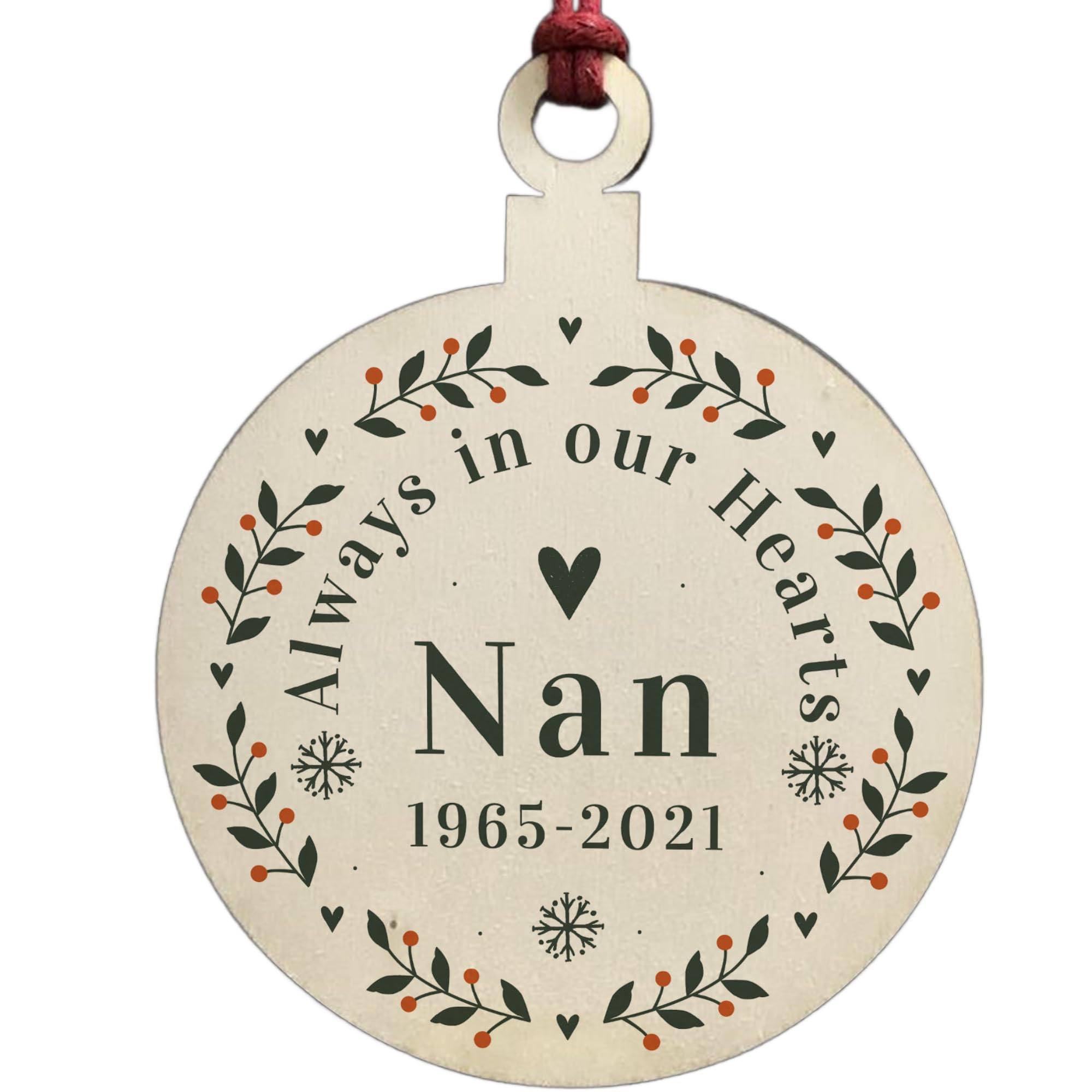 Personalised Rememberance Christmas Bauble Tree Ornament Nan Memorial Gift