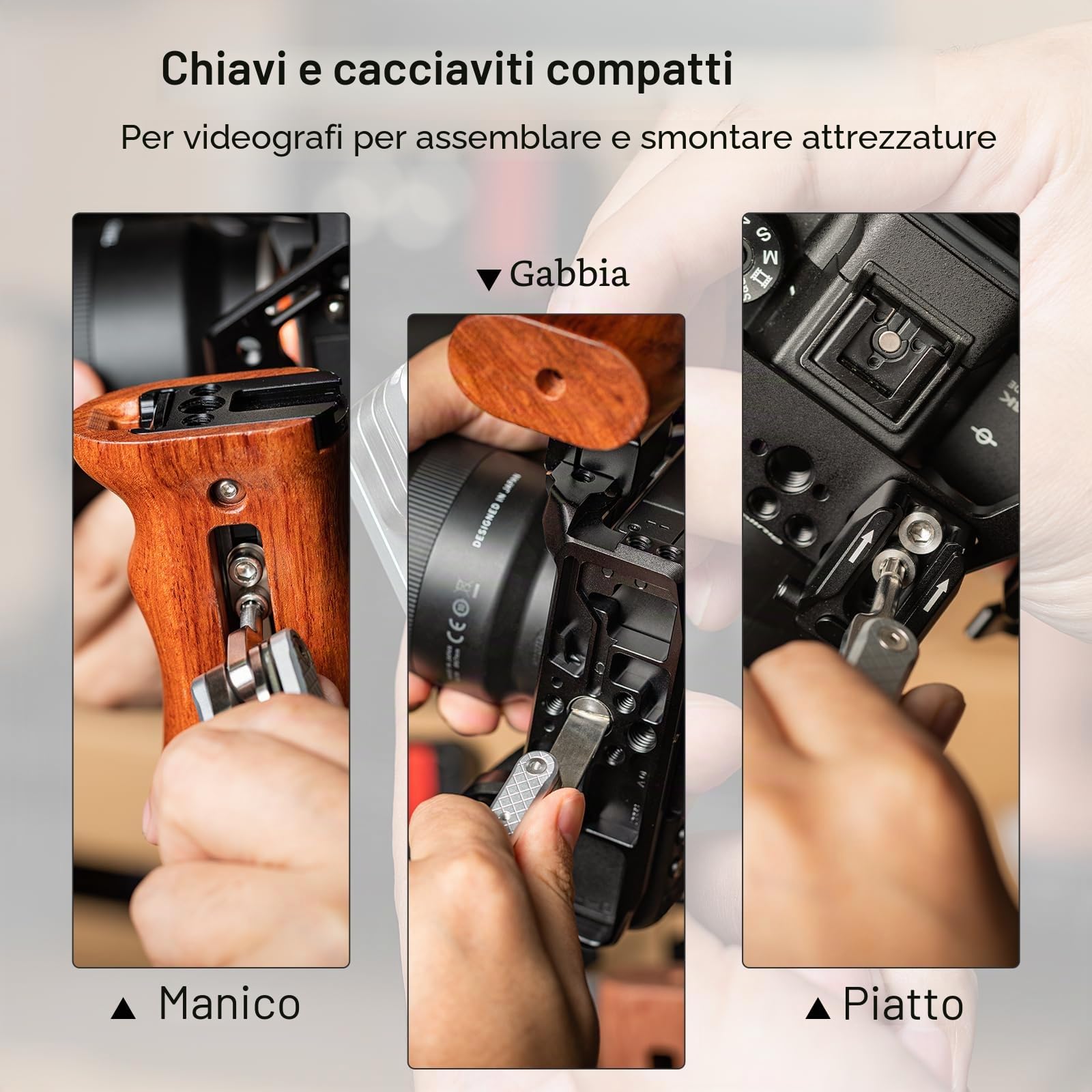 SMALLRIG Set di Attrezzi Pieghevoli con Cacciaviti e Chiavi, Set di Strumenti con Sette Strumenti Funzionali Inclusi - 2213D