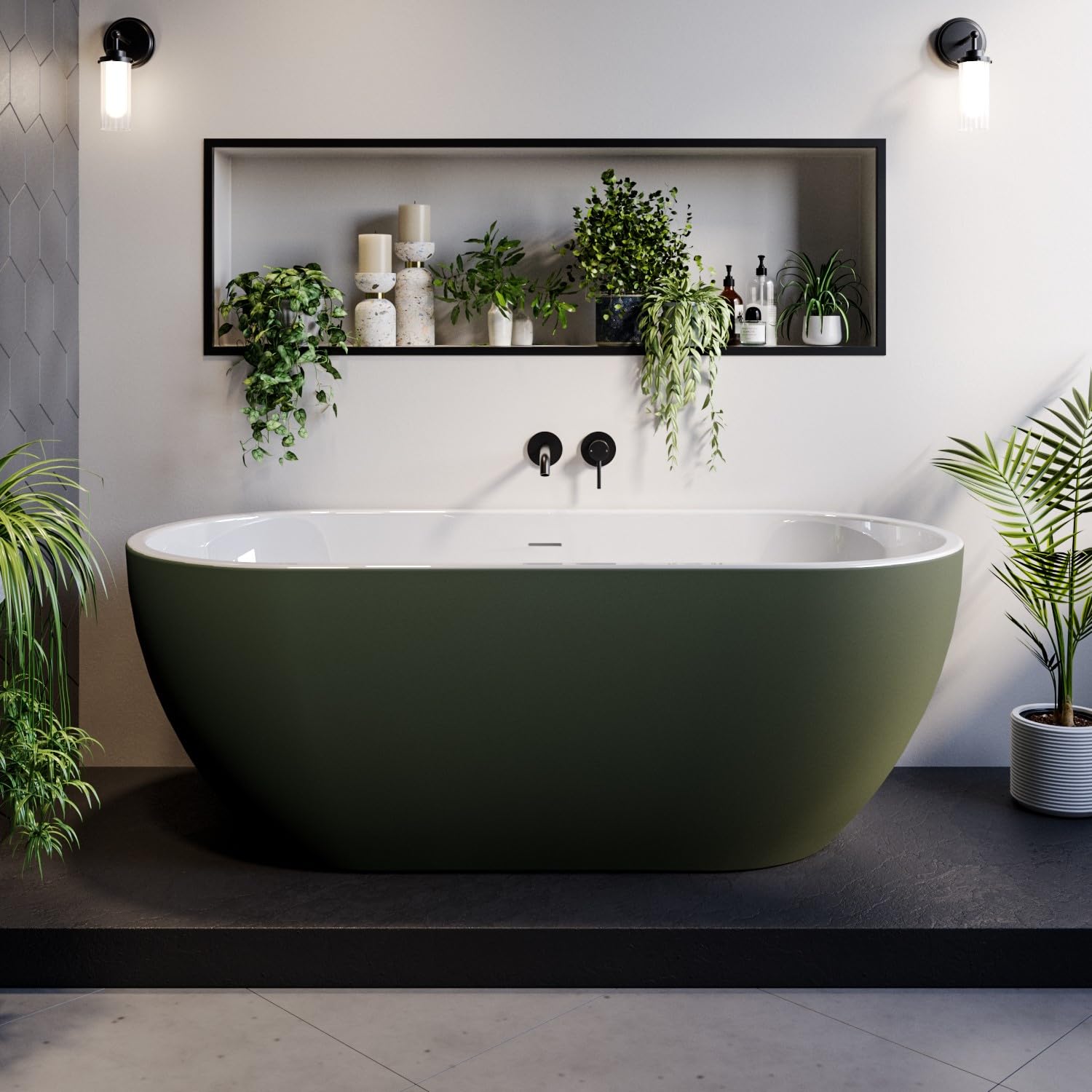 Lisbon Dark Green Freestanding Double Ended Bath 1650 X 750Mm