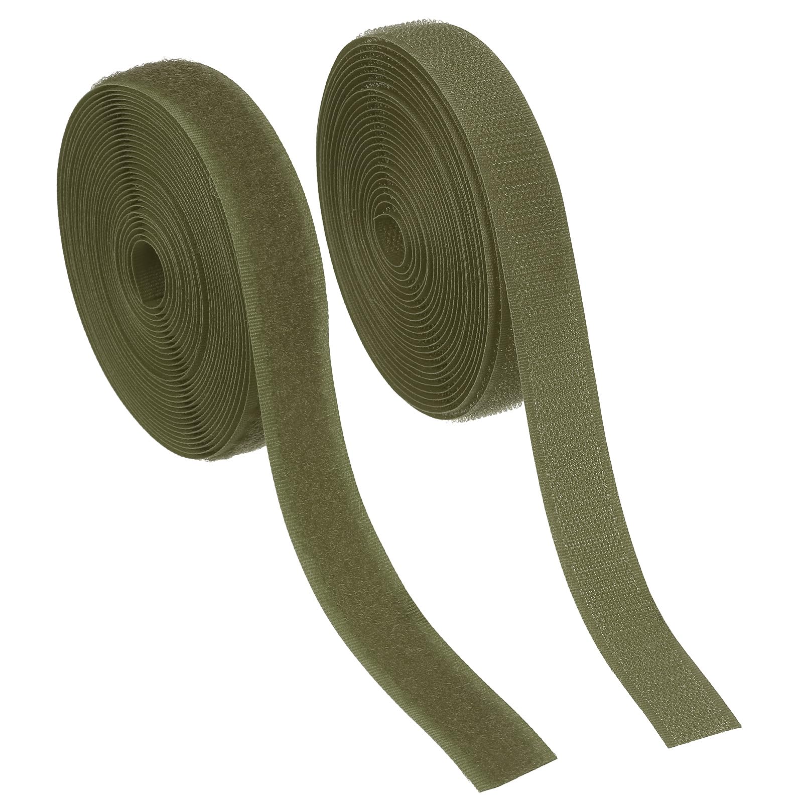 YELARXI Sew on Hook and Loop Tape, 3/4 Inch Width Non-Adhesive Back Nylon Sewing Fastener Strips Interlocking Fabric Tape 5 Yards Fit for Clothing Crafts Sewing DIY Project - (Dark Green)