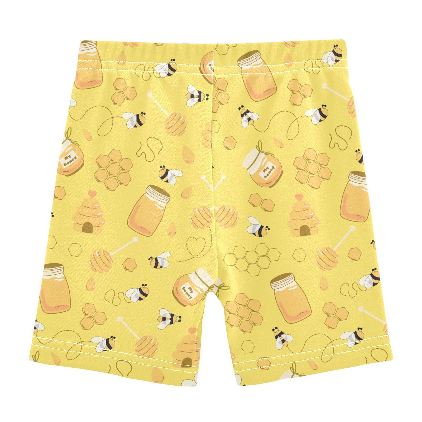 JHKKU Girls Yellow Bee Honey Shorts Cotton Cartwheel Bike Kids Biker Under Dress Dance Short Girl Clothes 8Y