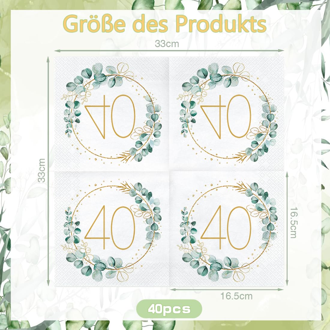 Cadeau 20 Ans Décoration Table 100 Ans - Lot Serviettes, Photophores Et Confettis Vert Eucalyptus - Thème 100e Anniversaire Decoration Anniversaire Vert