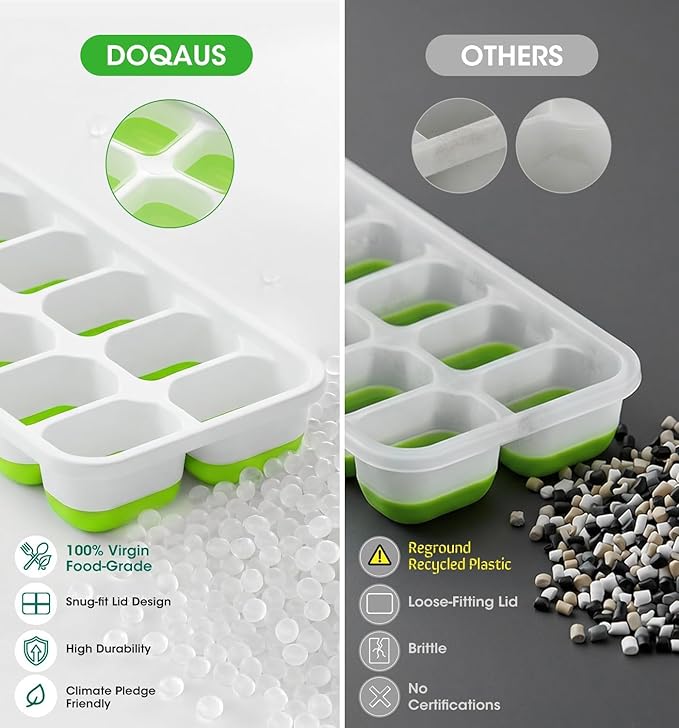 Set de 4 bandejas de hielo con tapa y depósito DOQAUS miniatura 3