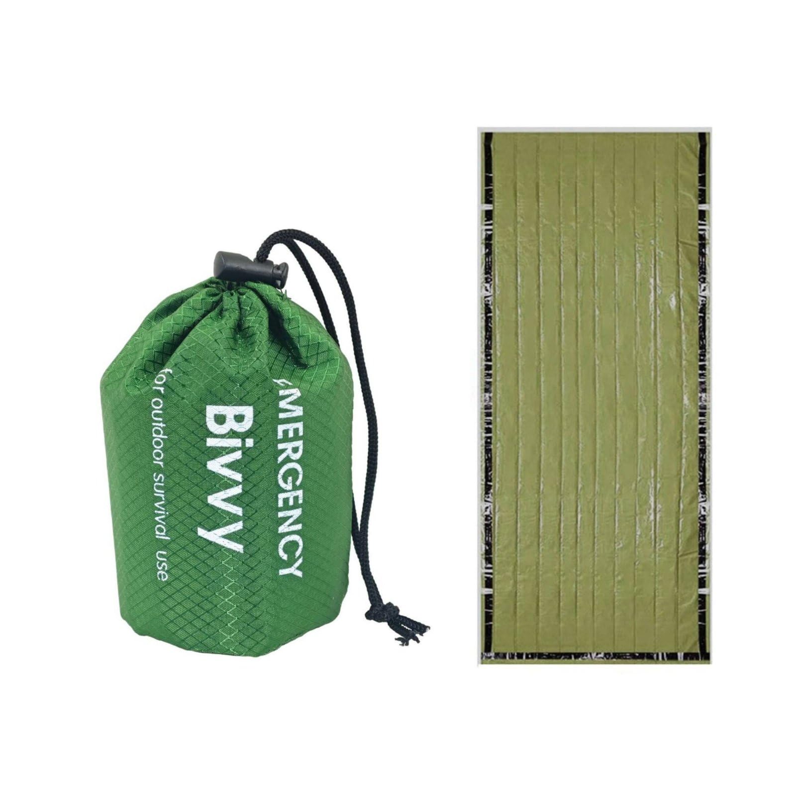 Portable Emergency Bivvy Blanket Compact Thermal Emergency Shelter Lightweight Thermal Bivy Bag Waterproof for Disaster Rescue, Camping, Mountaineering, Hiking, Army Green, with Storage Bag-image-28