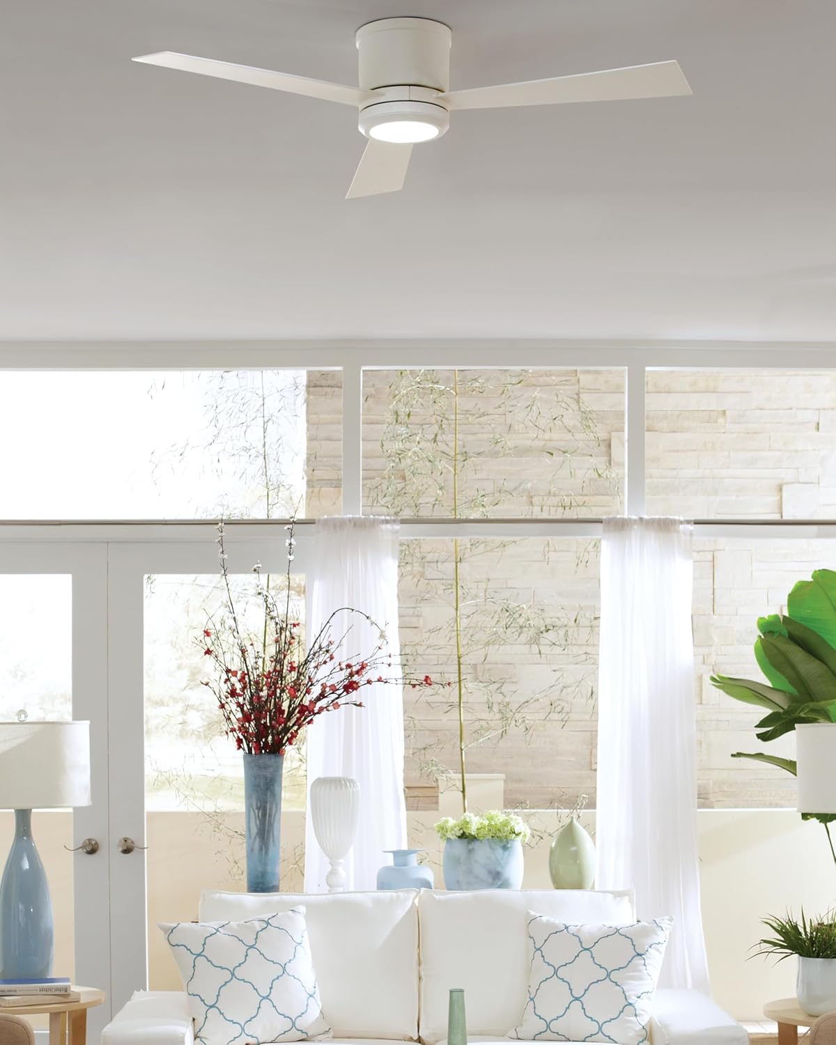 Monte Carlo 3CLYR52RZWD-V1 Clarity 52" Hugger Fan with LED Light and Remote Control, 3 Blades, Matte White