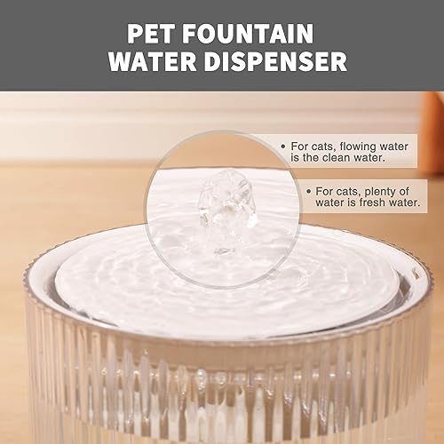 Miniatura 6 de Fuente de agua automática para gatos de 63 oz1.8 L, dispensador de agua con filtros de repuesto y bomba de silencio para gatos, perros, múltiples