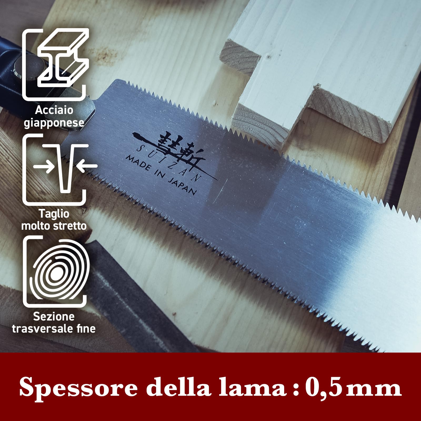 SUIZAN Ryoba Sega giapponese a doppio taglio 210mm - Utensili professionali per la lavorazione del legno