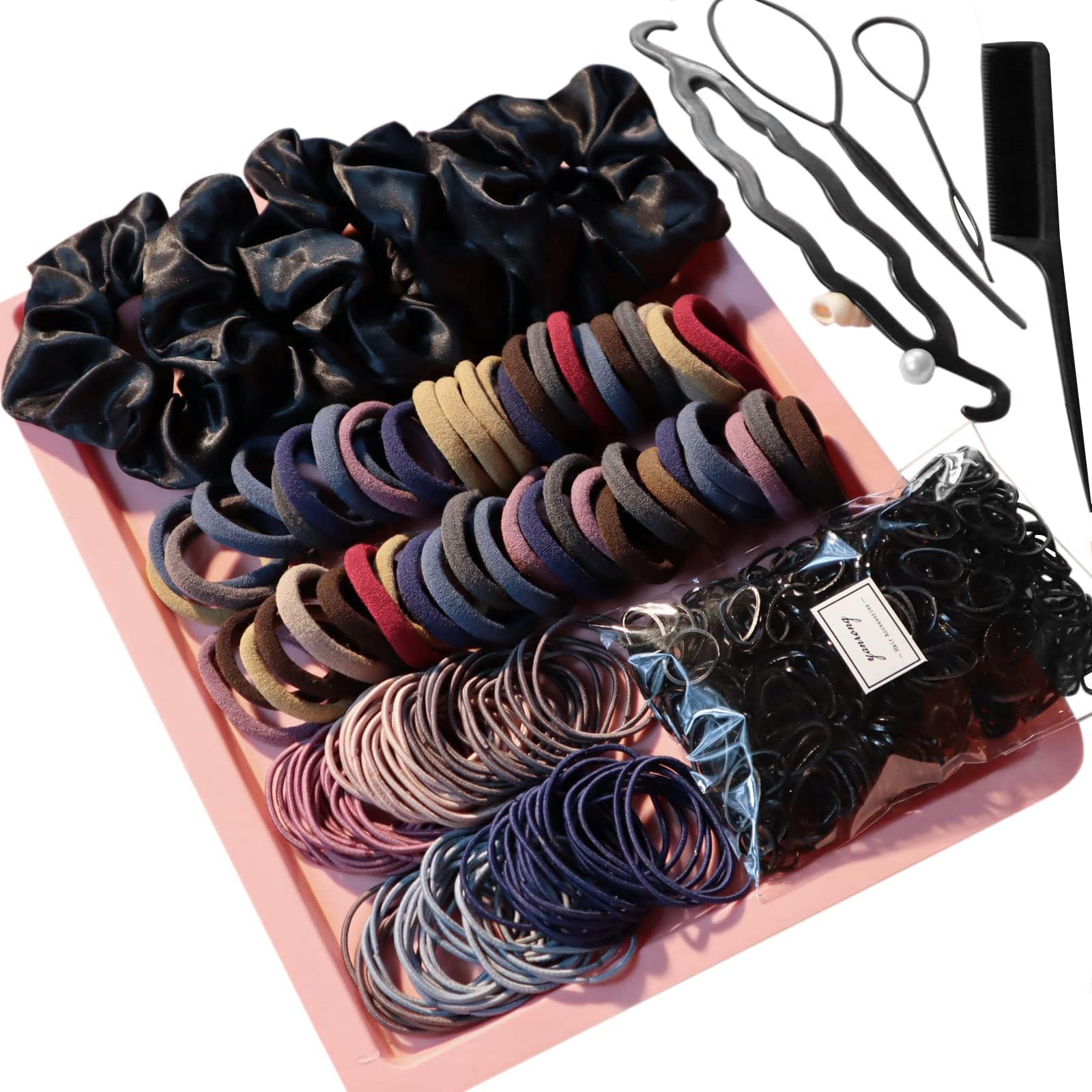 - YANRONG 755PCS Hair Accessories for Woman Set Seamless Ponytail Holders Variety Hair Scrunchies Hair Bands Scrunchy Hair Ties For Thick and Curly (Mix)
