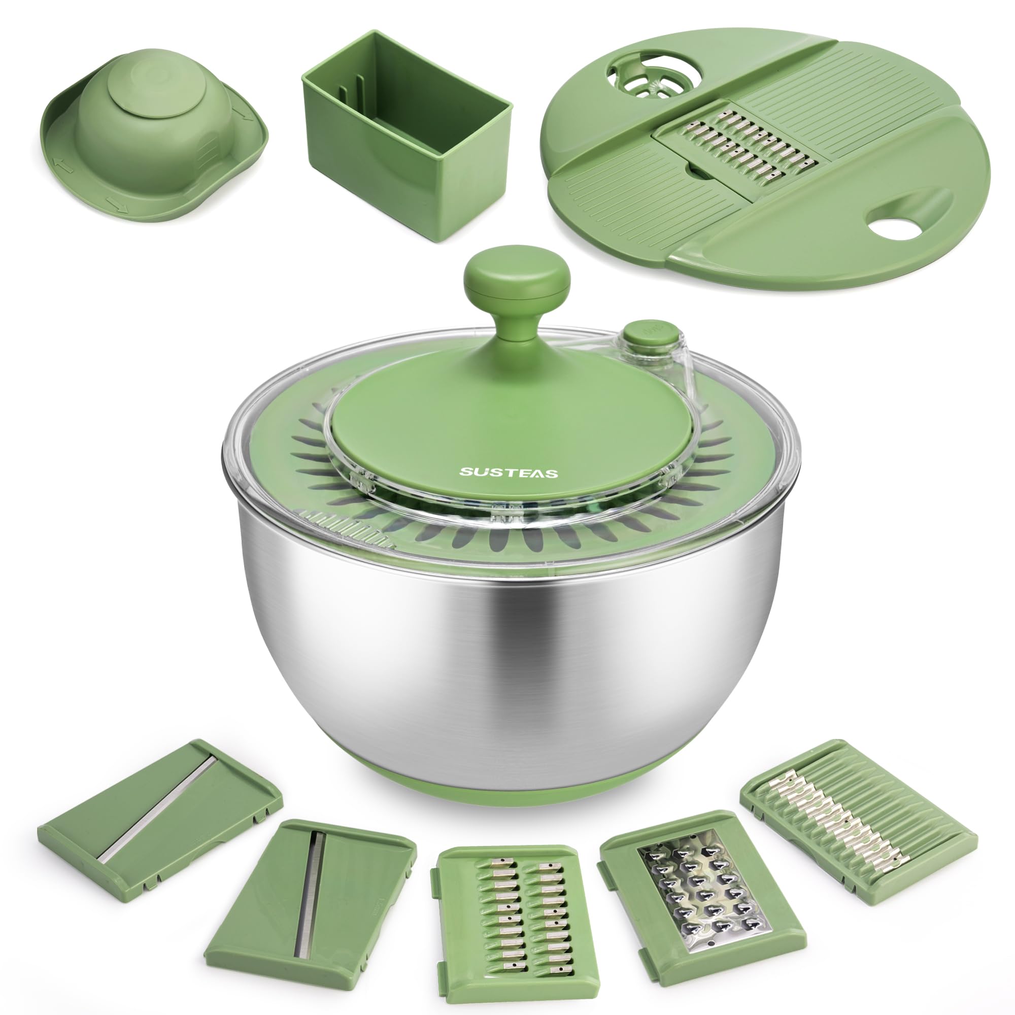 Amazon.com: SUSTEAS Stainless Steel Salad Spinner Large