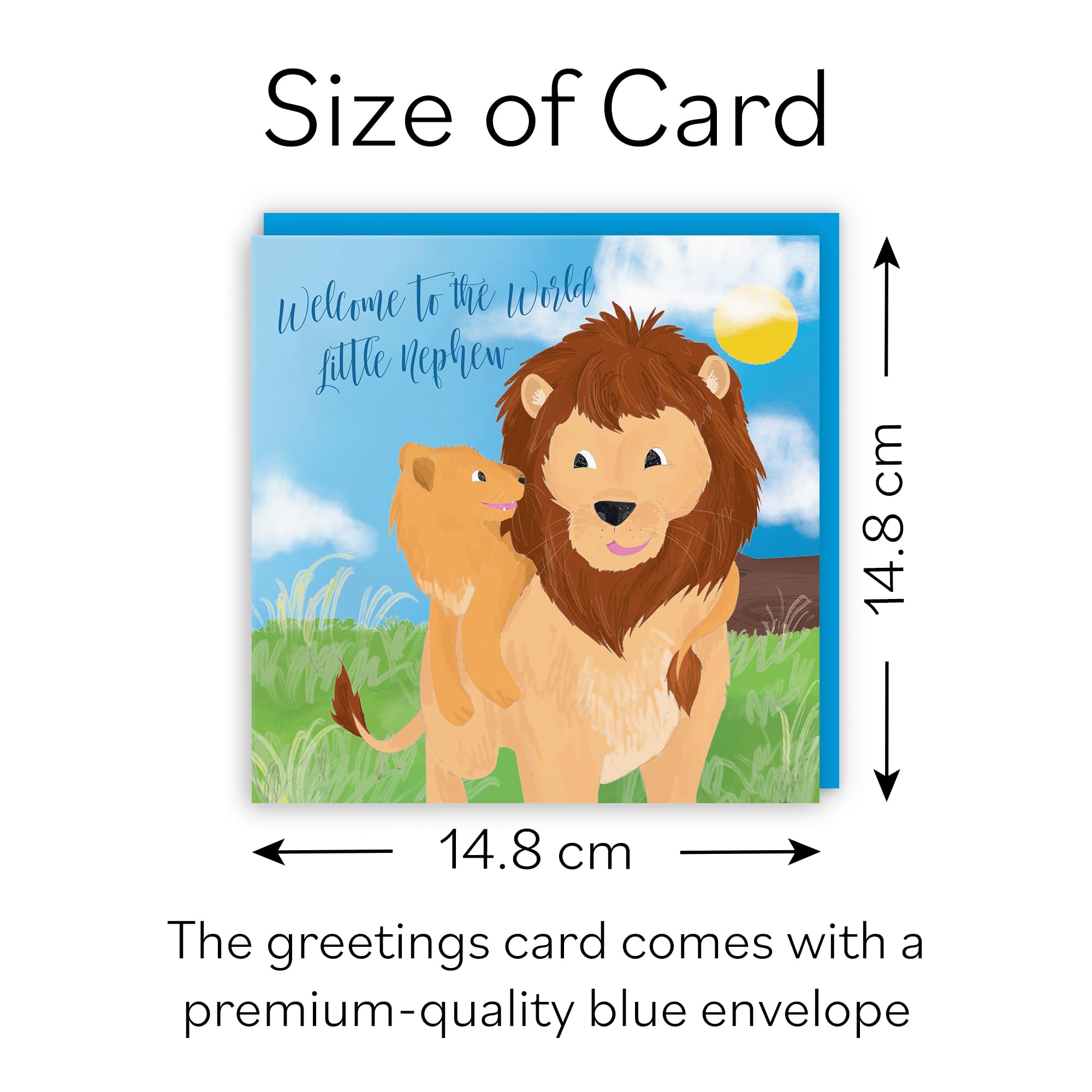 Hunts England - Nephew New Baby Card - Welcome To The World Little Nephew - Cute Lions - Card From Auntie - Uncle - Jungle Collection - Image 4