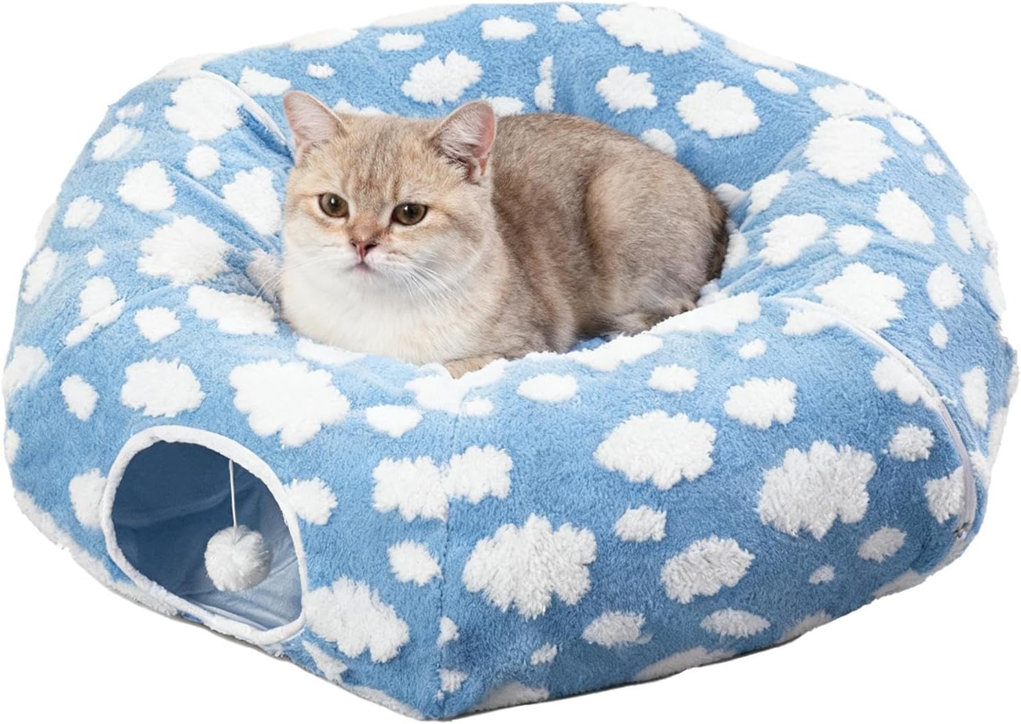 Cat Donut Tunnel - Detachable Nest Pet Supplies | Pet Cave Play Tunnel Toy - for Sleeping Kitten Puppy Small Animal Dog Indoor Bedroom Living Room Balcony Apartment Dormitory Winter