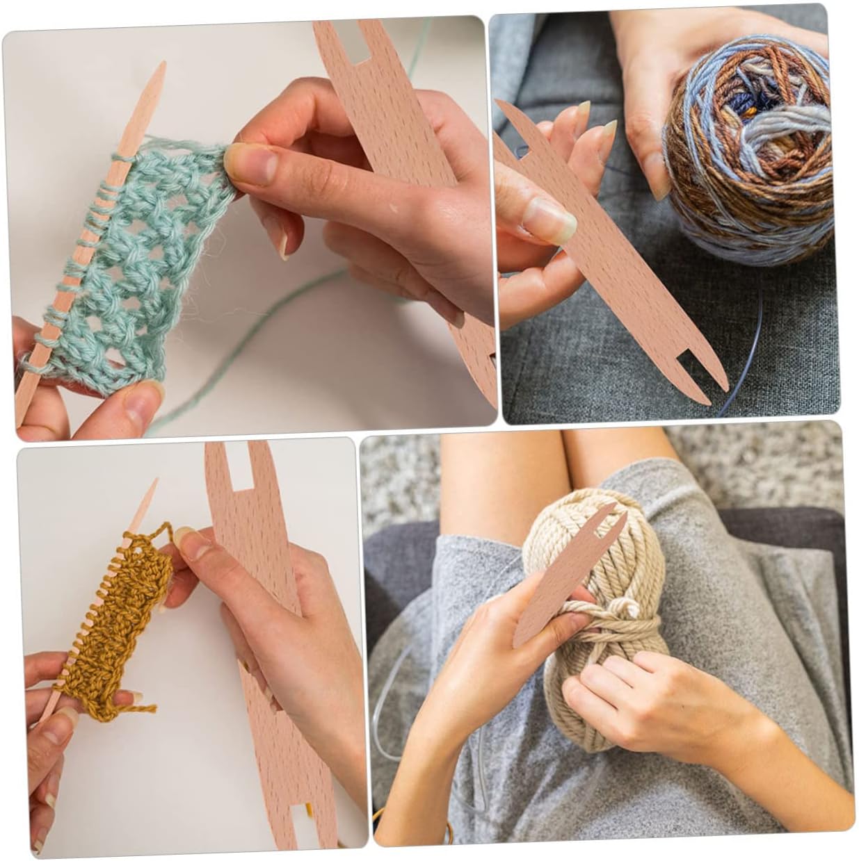 Hohopeti 2pcs Wooden Weaving Needles for Tapestry Handcrafts Lightweight and Practical Crochet Hooks for Beginners and Experienced for Scarves Hats and Blankets