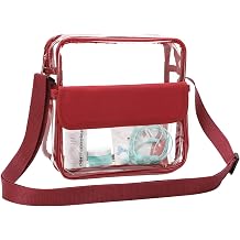 QKURT Clear Crossbody Messenger Shoulder Bag with Adjustable Strap, Concert Stadium Approved Transparent Purse Clear Bag for Women Men, Waterproof