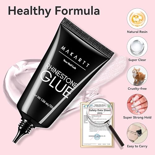 Vista 8 de Makartt Pegamento de diamantes de imitación para uñas: pegamento de uñas de gel súper fuerte para dijes de uñas, decoraciones de gemas, arte de uñas