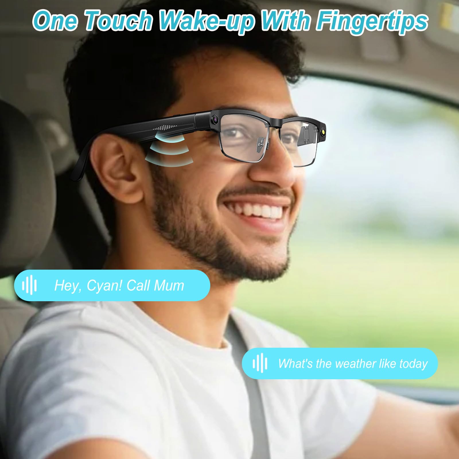 AI Smart Glasses 4K HD, 800 W, fotocamera anti-oscillazione, occhiali con registrazione video, doppi microfoni con cancellazione del rumore, traduzione simultanea, integrazione ChatGPT (lenti