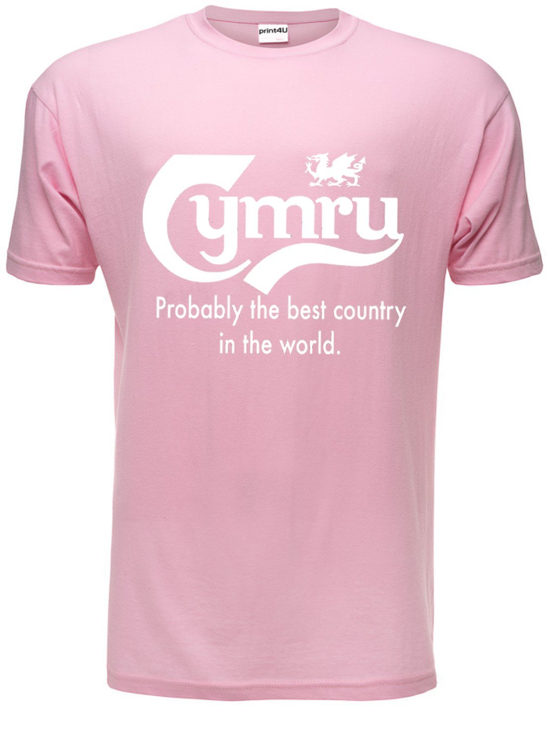 Print4U Mens T-Shirt Wales Cymru Best Country Medium Pink