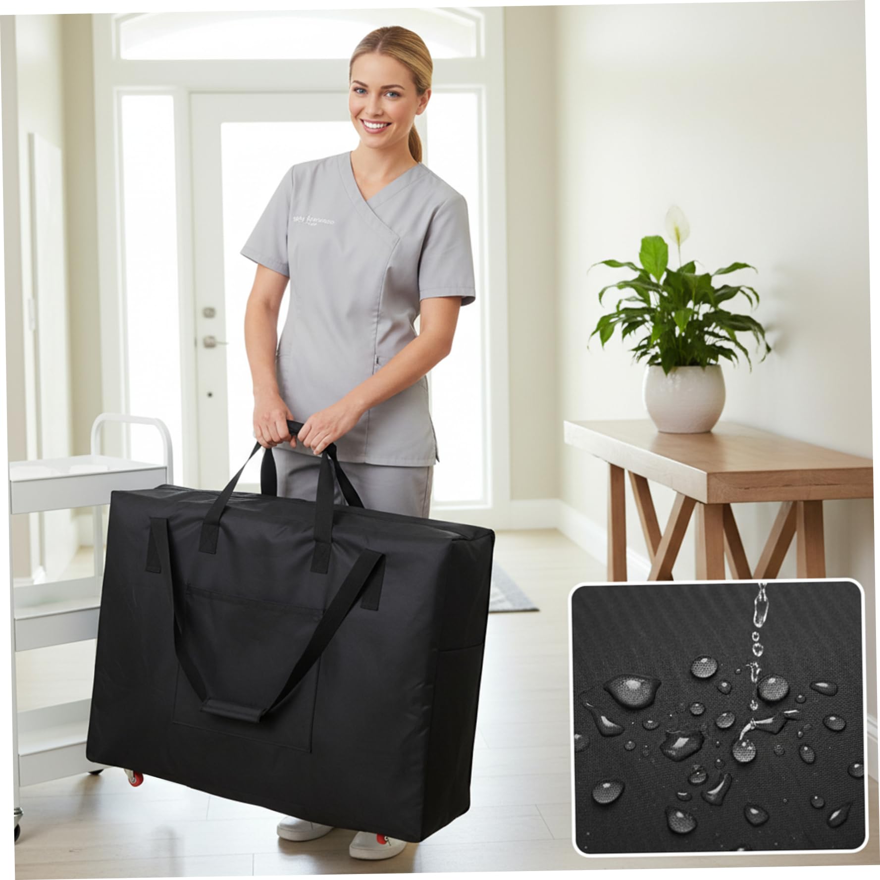 Borsa per lettino da massaggio, custodia da trasporto per lettino da massaggio 36, 6x28, 7x7, 9 pollici con ruote per lettini pieghevoli portatili, zaino e carrello Oxford ;1 ;1