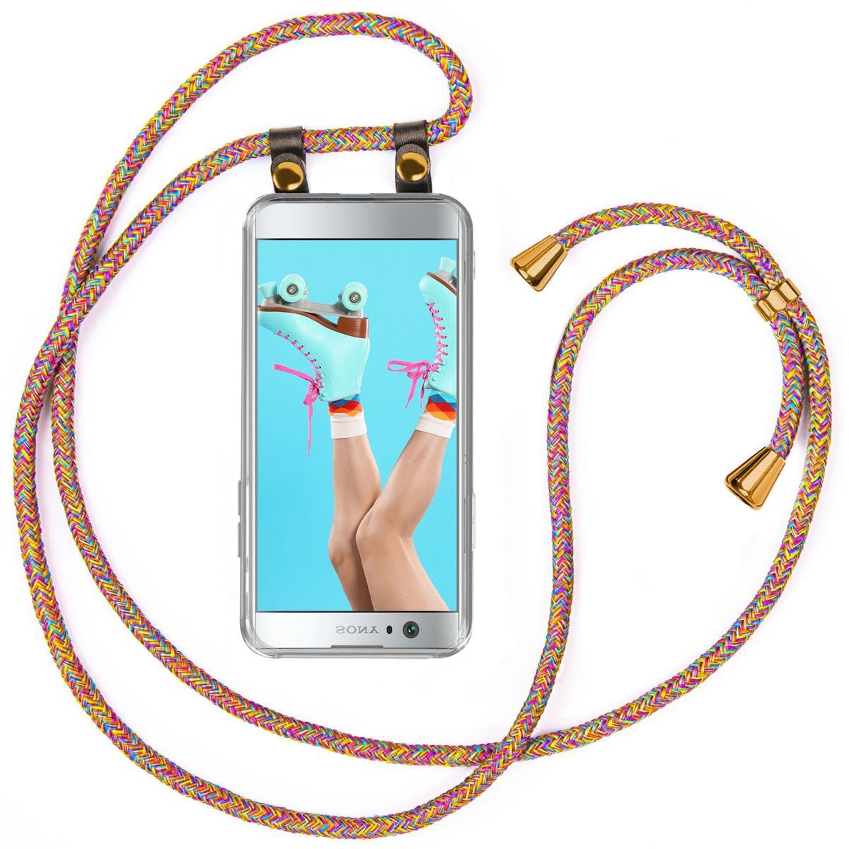 Moex Handyhülle Mit Umhängekette Für Sony Xperia XA2 – 155 Cm, Verstellbar, Lila/pink