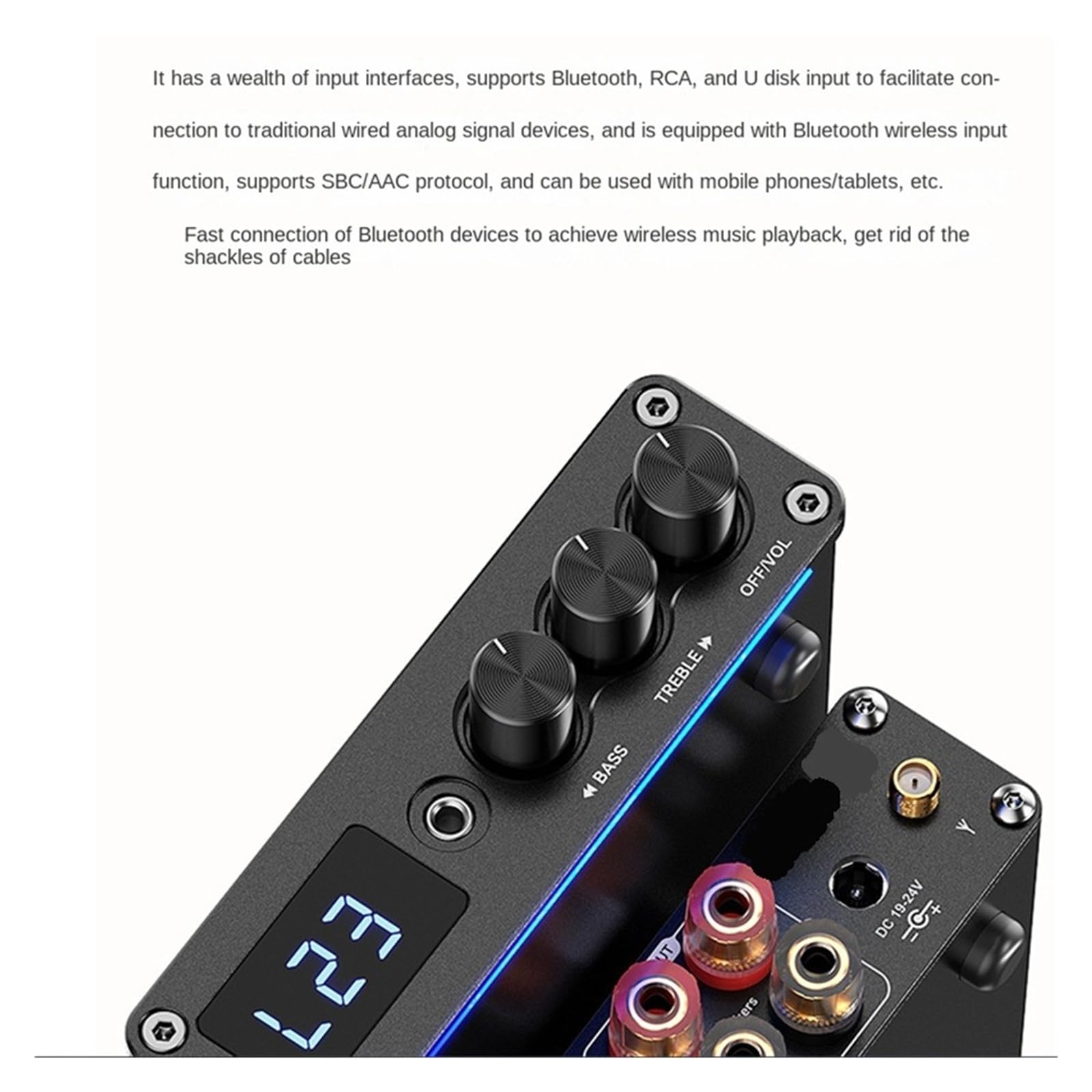 Wzmacniacz audio, Odbiornik Bluetooth do domowego wzmacniacza stereo cyfrowego Wzmacniacz 5.3 do domu, karaoke
