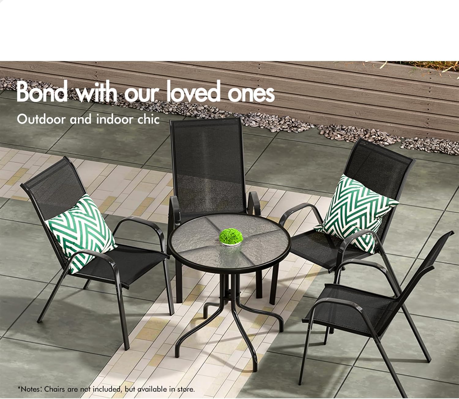 ALFORDSON Outdoor Dining Table Round, Garden Patio Furniture with Patio Desk for Outdoor Chairs, Indoor Bar Table for Patio, Garden, Lawn, Balcony and Swimming Pool Side, R60*70cm, Black