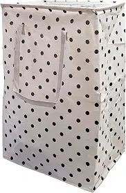 Cesto de Roupa Suja ou Limpa 72 Litros Dobrável Com Alça Tecido Resistente Organizador Lavanderia com Estampa (Bolinhas)
