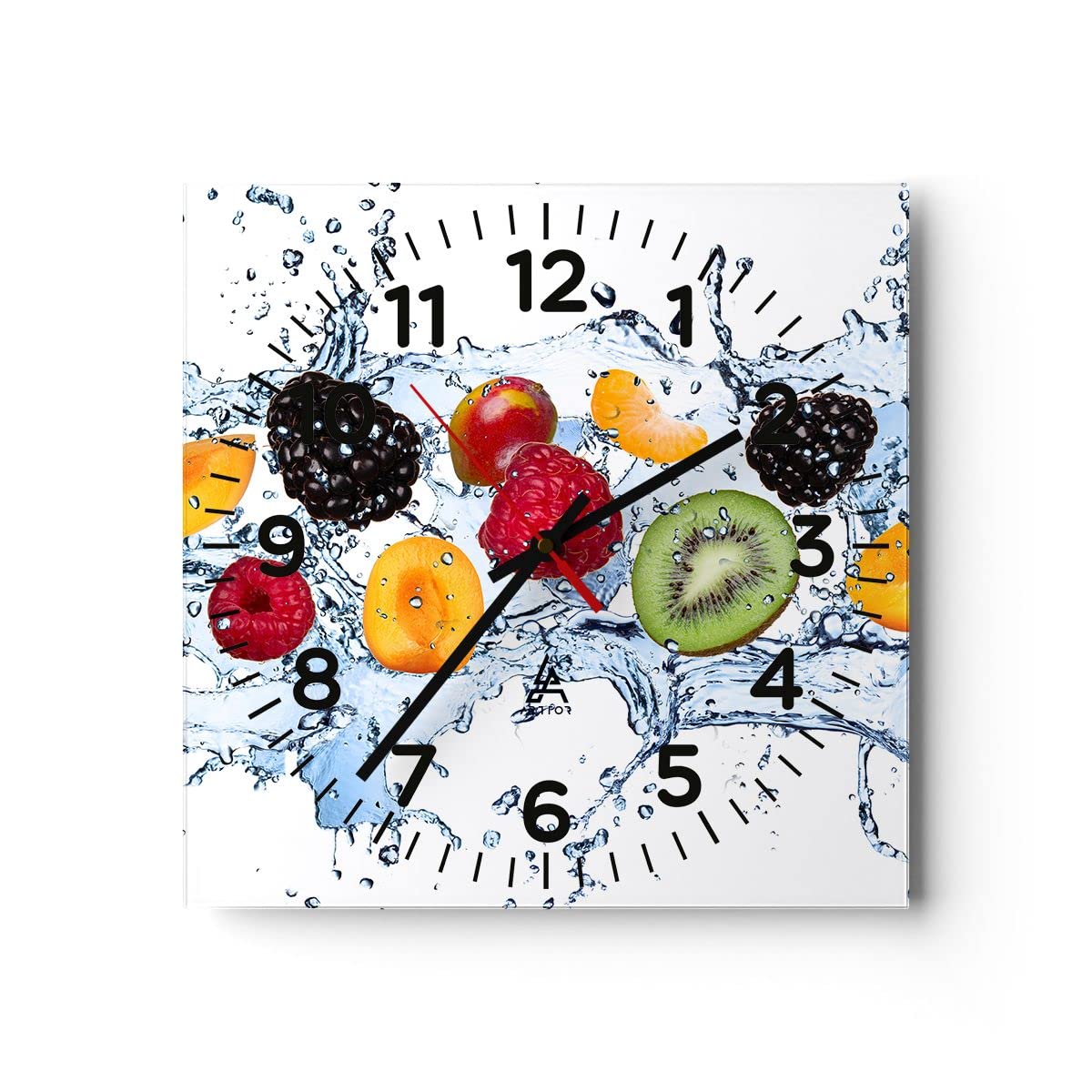 Horloge murale cuisine fruits frais et eau pour une décoration de salon dynamique